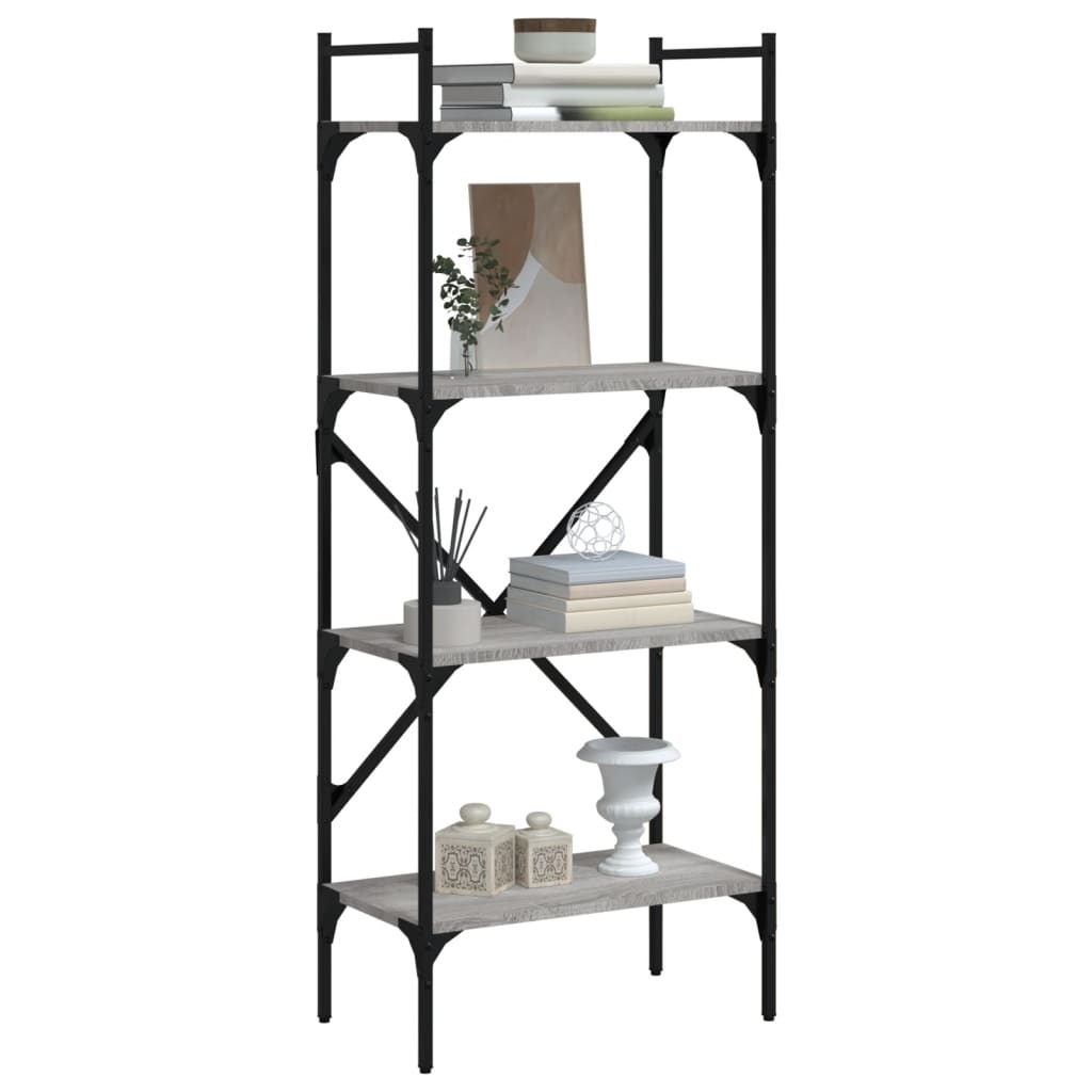 VidaXL Boekenkast 4-laags 56x31,5x138,5 cm bewerkt hout grijs sonoma