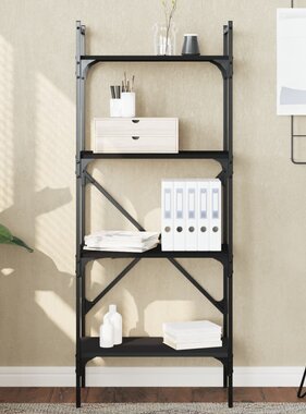VidaXL Boekenkast 4-laags 56x31,5x138,5 cm bewerkt hout zwart