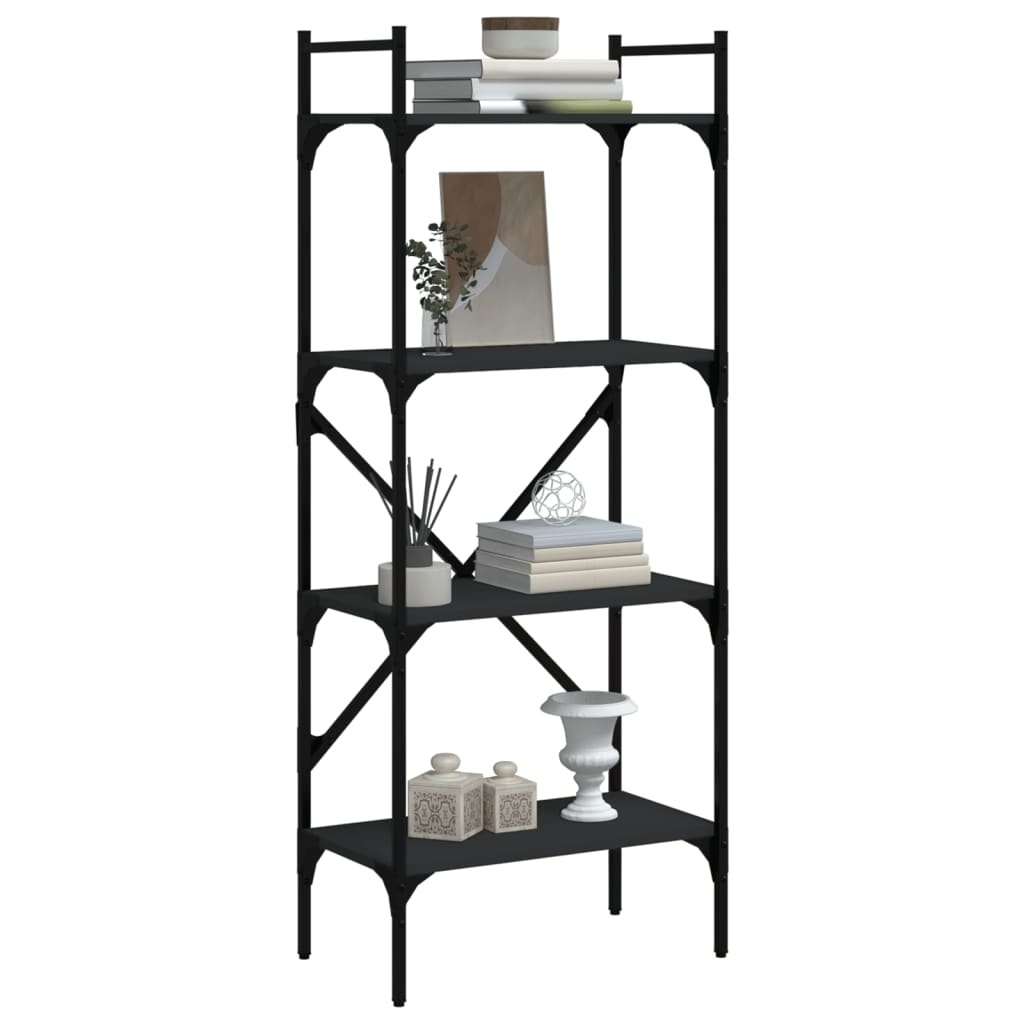 VidaXL Boekenkast 4-laags 56x31,5x138,5 cm bewerkt hout zwart