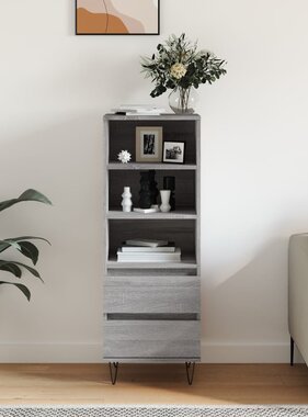 VidaXL Hoge kast 40x36x110 cm bewerkt hout grijs sonoma