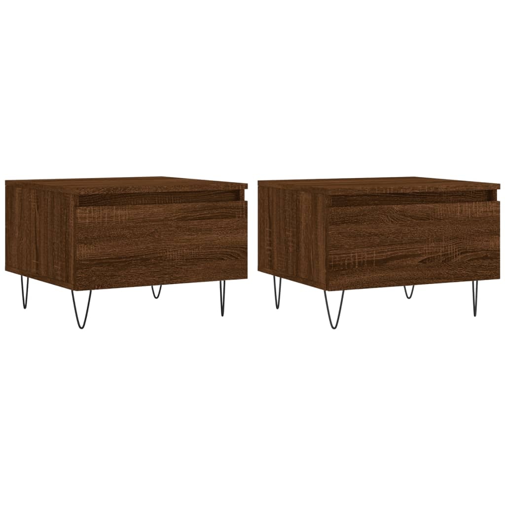 VidaXL Salontafels 2 st 50x46x35 cm bewerkt hout bruineikenkleurig