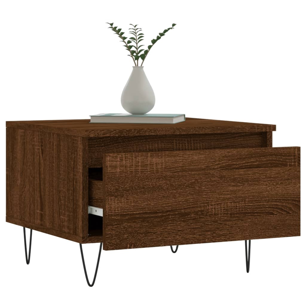 VidaXL Salontafels 2 st 50x46x35 cm bewerkt hout bruineikenkleurig