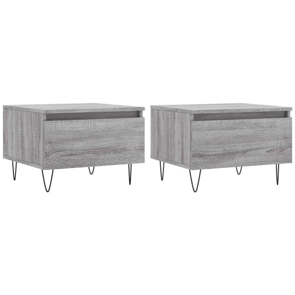 VidaXL Salontafels 2 st 50x46x35 cm bewerkt hout grijs sonoma eiken