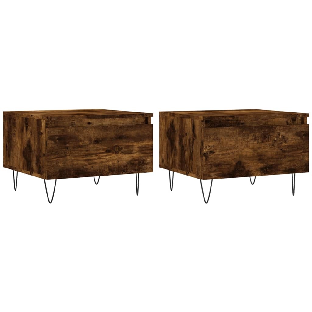 VidaXL Salontafels 2 st 50x46x35 cm bewerkt hout gerookt eikenkleurig