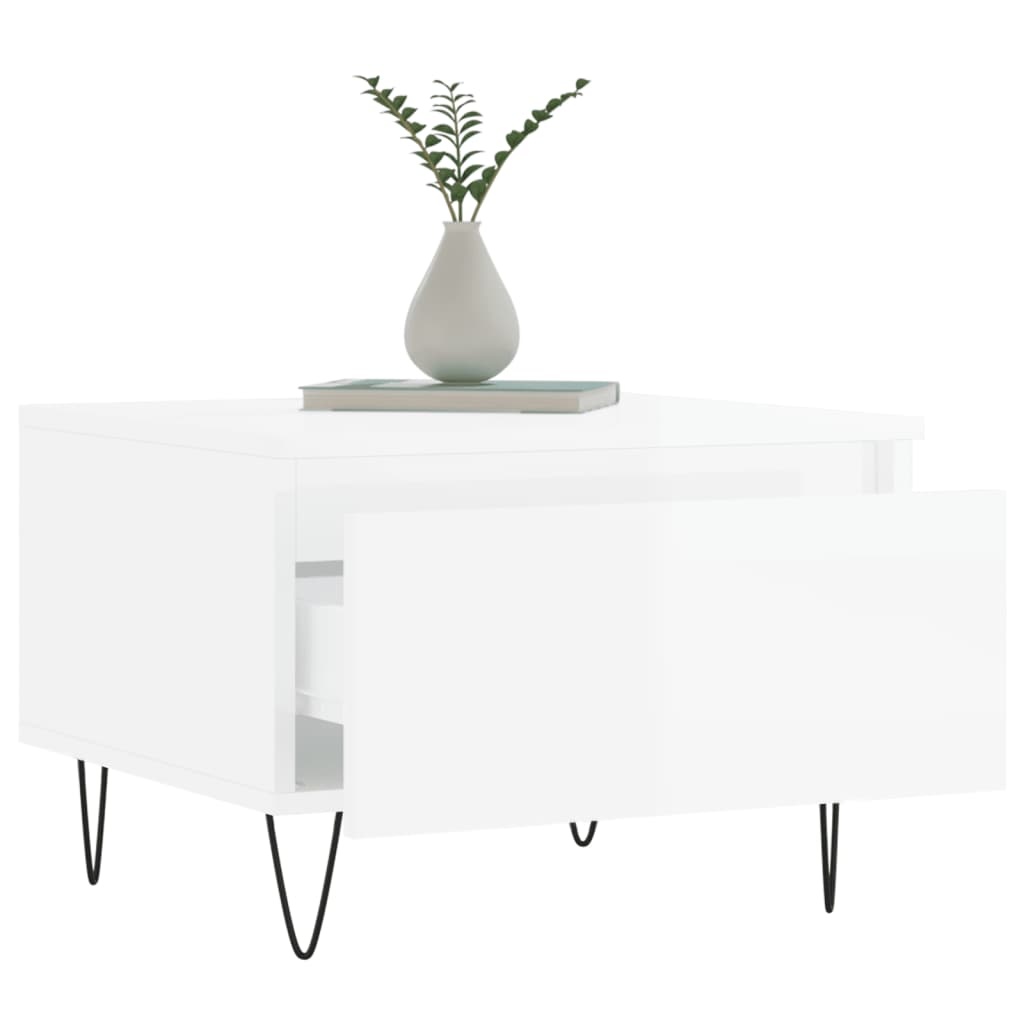 VidaXL Salontafels 2 st 50x46x35 cm bewerkt hout hoogglans wit