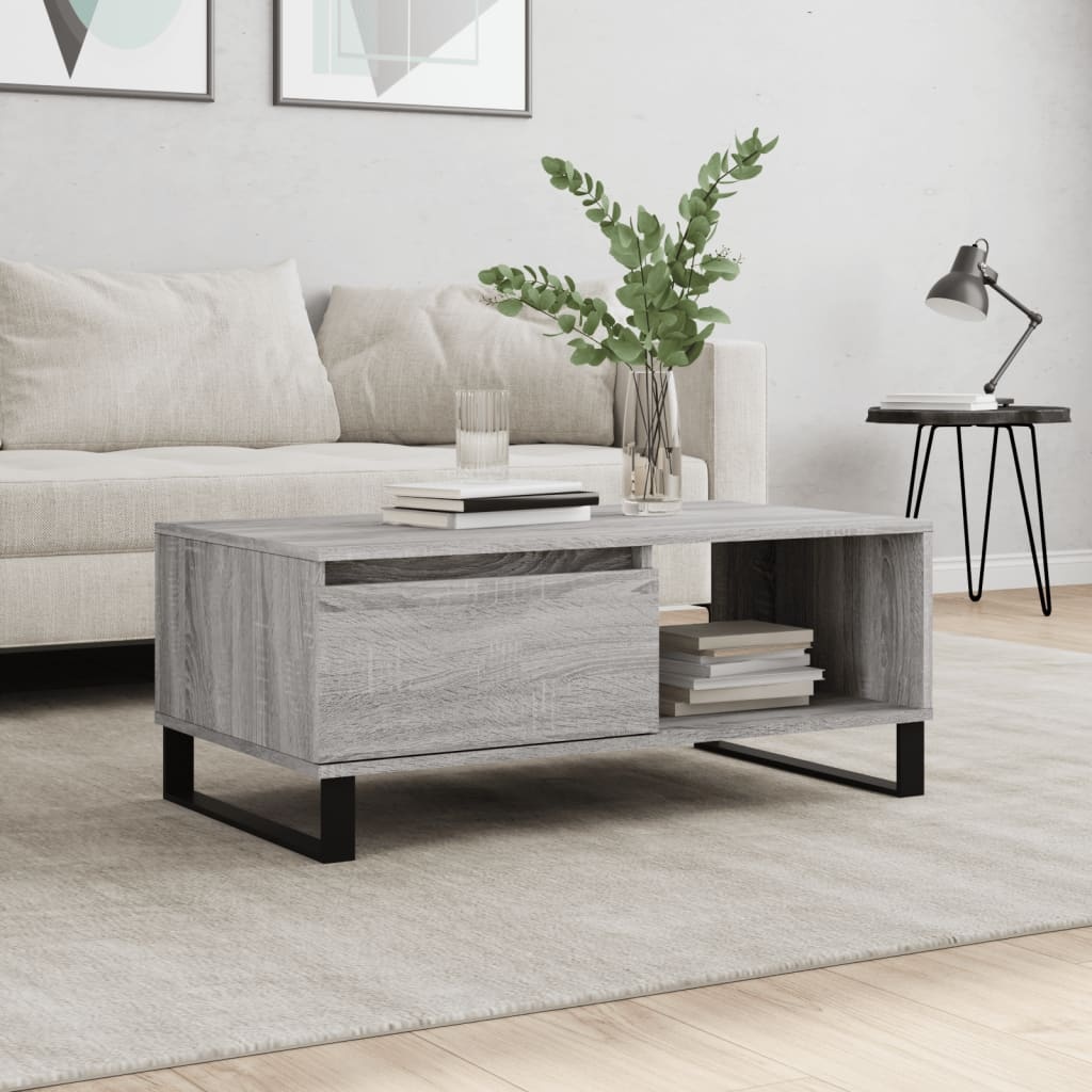 VidaXL Salontafel 90x50x36,5 cm bewerkt hout grijs sonoma