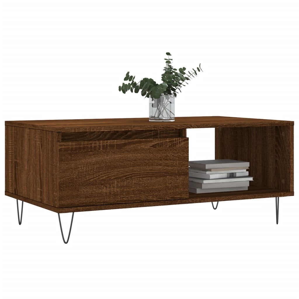 VidaXL Salontafel 90x50x36,5 cm bewerkt hout bruineikenkleurig