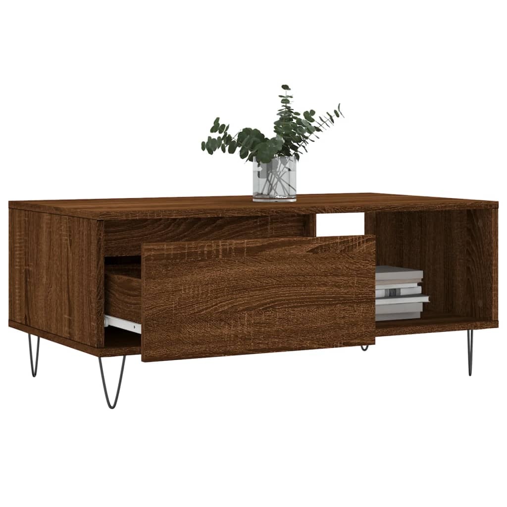 VidaXL Salontafel 90x50x36,5 cm bewerkt hout bruineikenkleurig