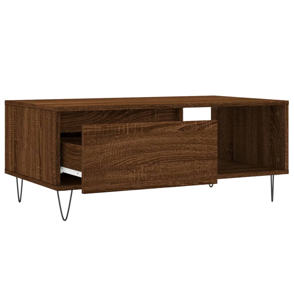 VidaXL Salontafel 90x50x36,5 cm bewerkt hout bruineikenkleurig
