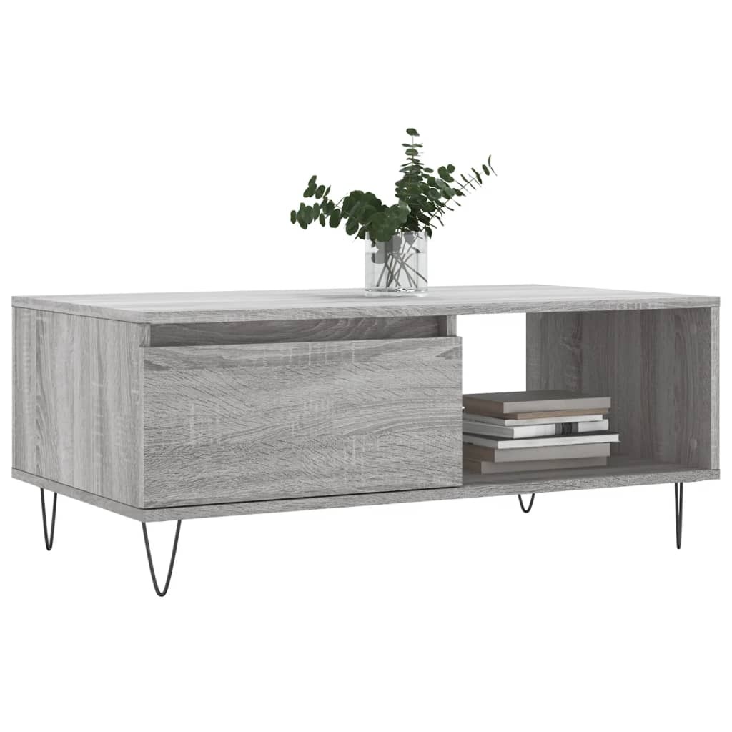 VidaXL Salontafel 90x50x36,5 cm bewerkt hout grijs sonoma