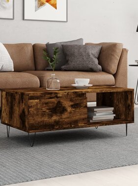 VidaXL Salontafel 90x50x36,5 cm bewerkt hout gerookt eikenkleurig