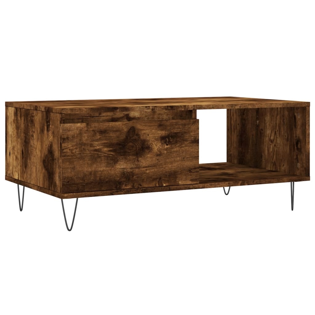 VidaXL Salontafel 90x50x36,5 cm bewerkt hout gerookt eikenkleurig