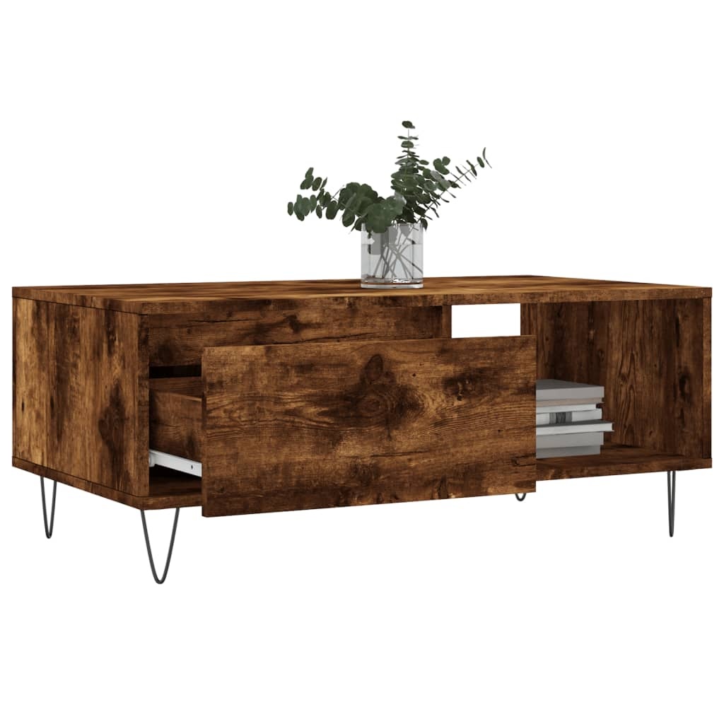 VidaXL Salontafel 90x50x36,5 cm bewerkt hout gerookt eikenkleurig