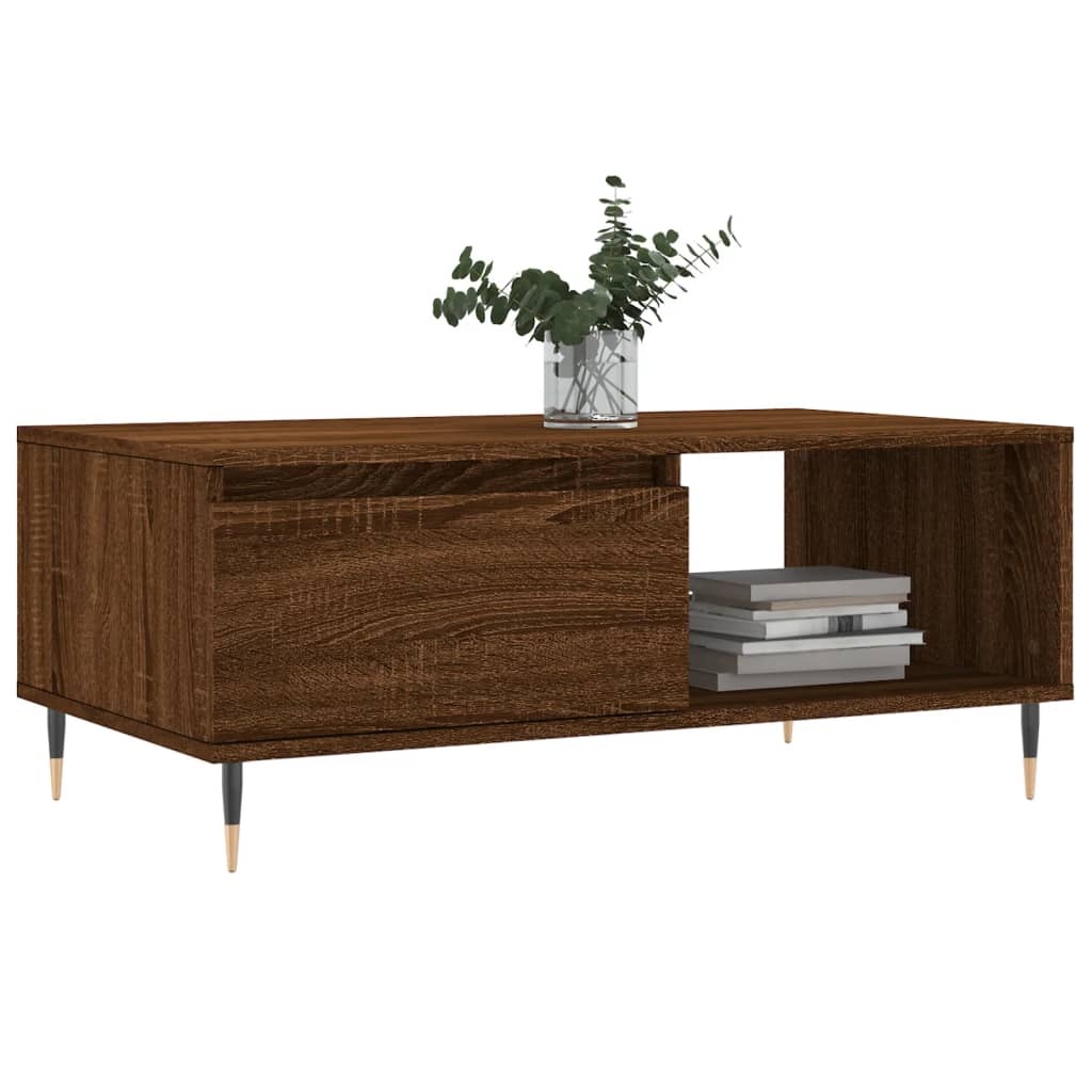 VidaXL Salontafel 90x50x36,5 cm bewerkt hout bruineikenkleurig