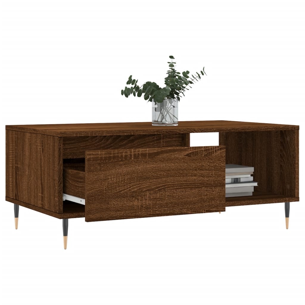 VidaXL Salontafel 90x50x36,5 cm bewerkt hout bruineikenkleurig