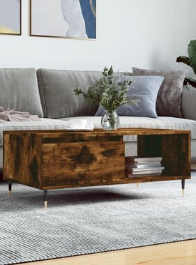VidaXL Salontafel 90x50x36,5 cm bewerkt hout gerookt eikenkleurig