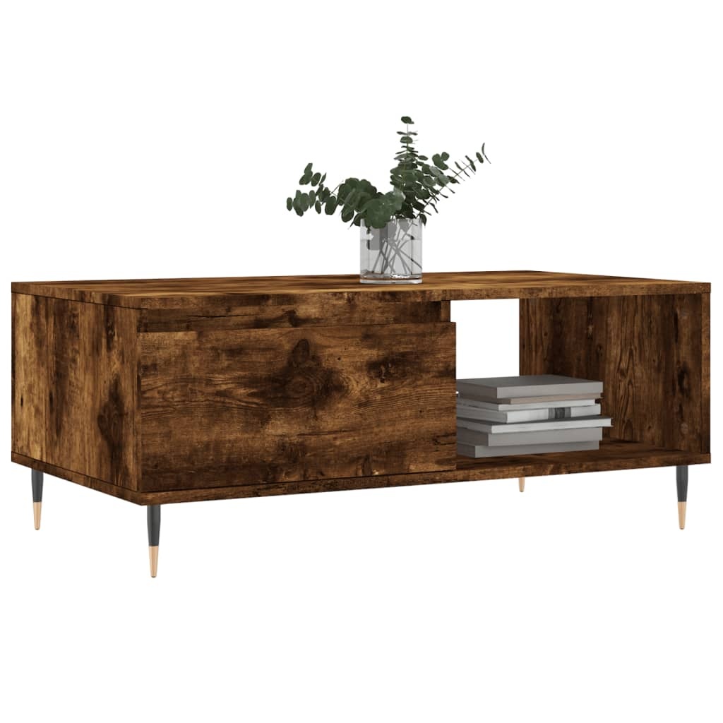 VidaXL Salontafel 90x50x36,5 cm bewerkt hout gerookt eikenkleurig