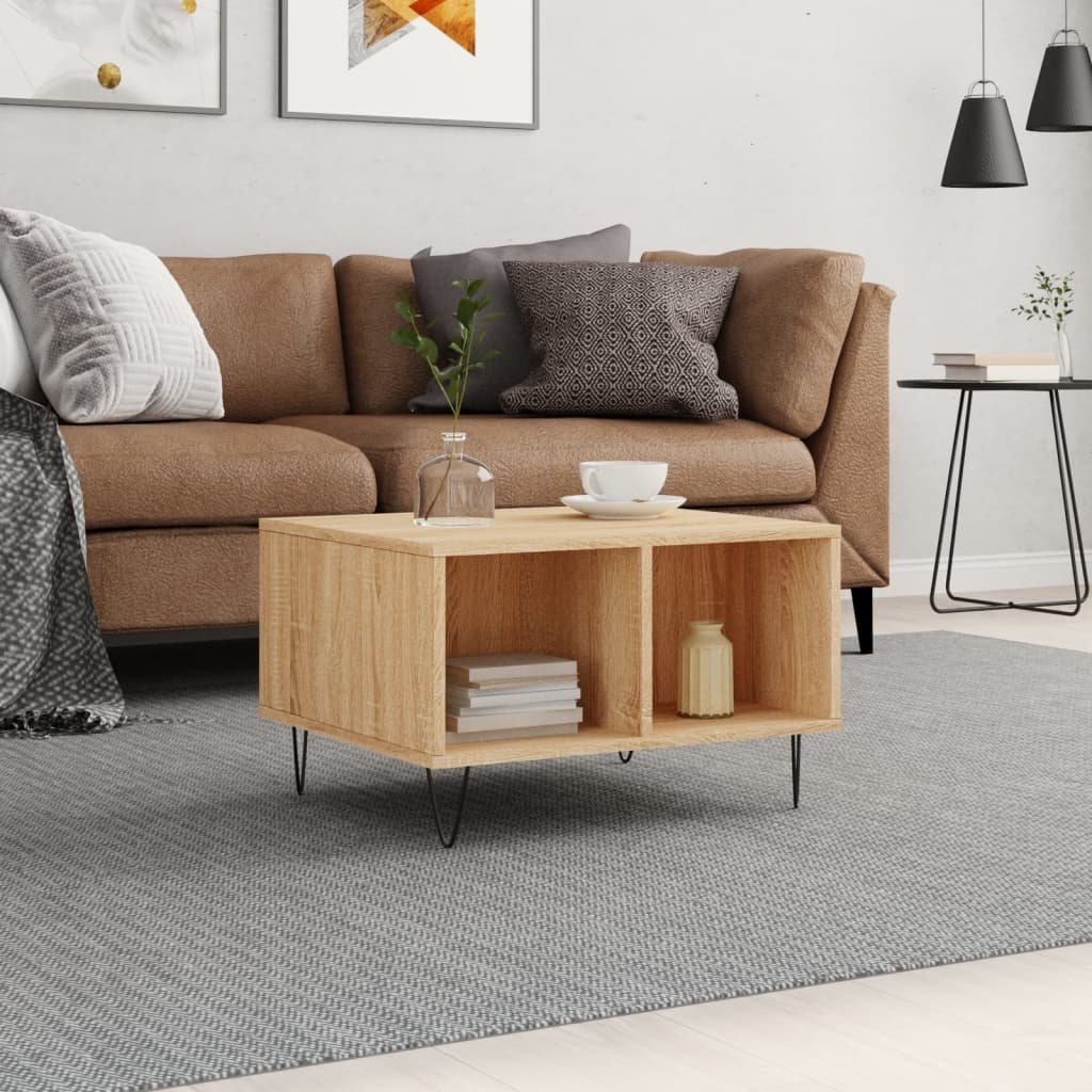 VidaXL Salontafel 60x50x36,5 cm bewerkt hout sonoma eikenkleurig