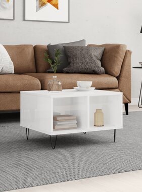 VidaXL Salontafel 60x50x36,5 cm bewerkt hout hoogglans wit