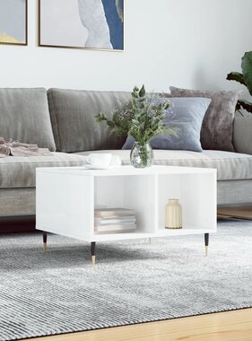 VidaXL Salontafel 60x50x36,5 cm bewerkt hout hoogglans wit