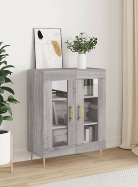 VidaXL Dressoir 69,5x34x90 cm bewerkt hout grijs sonoma eikenkleurig