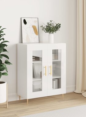 VidaXL Dressoir 69,5x34x90 cm bewerkt hout hoogglans wit