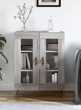 VidaXL Dressoir 69,5x34x90 cm bewerkt hout grijs sonoma eikenkleurig