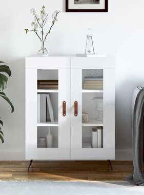 VidaXL Dressoir 69,5x34x90 cm bewerkt hout hoogglans wit