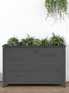 vidaXL Plantenbak verhoogd 119,5x40x78 cm massief grenenhout grijs