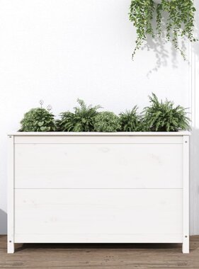 VidaXL Plantenbak verhoogd 119,5x40x78 cm massief grenenhout wit