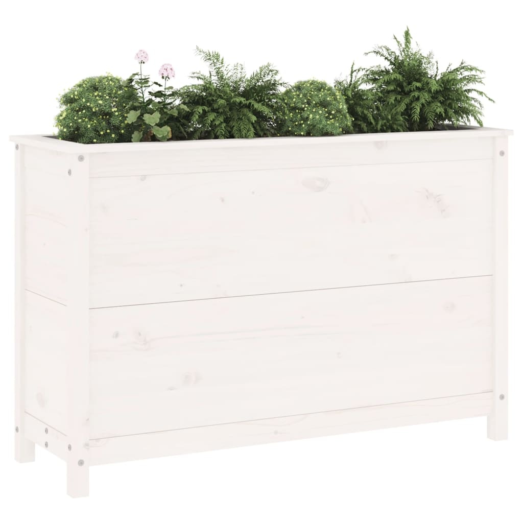 VidaXL Plantenbak verhoogd 119,5x40x78 cm massief grenenhout wit
