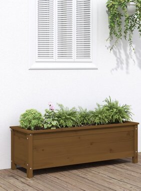 vidaXL Plantenbak verhoogd 119,5x40x39 cm massief grenen honingbruin