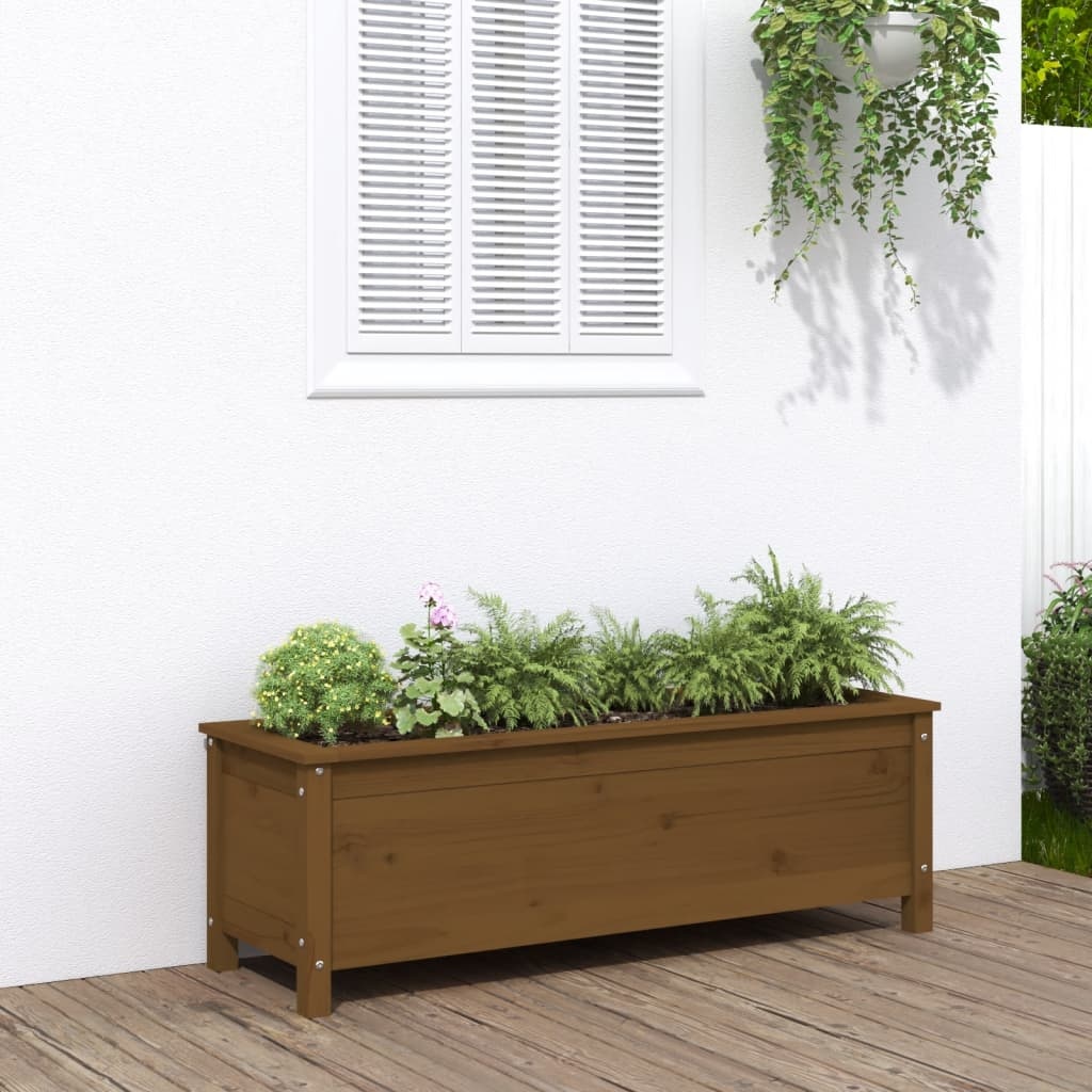 VidaXL Plantenbak verhoogd 119,5x40x39 cm massief grenen honingbruin