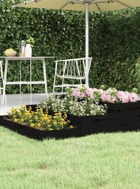 VidaXL Plantenbak 107x107x27 cm massief grenenhout zwart