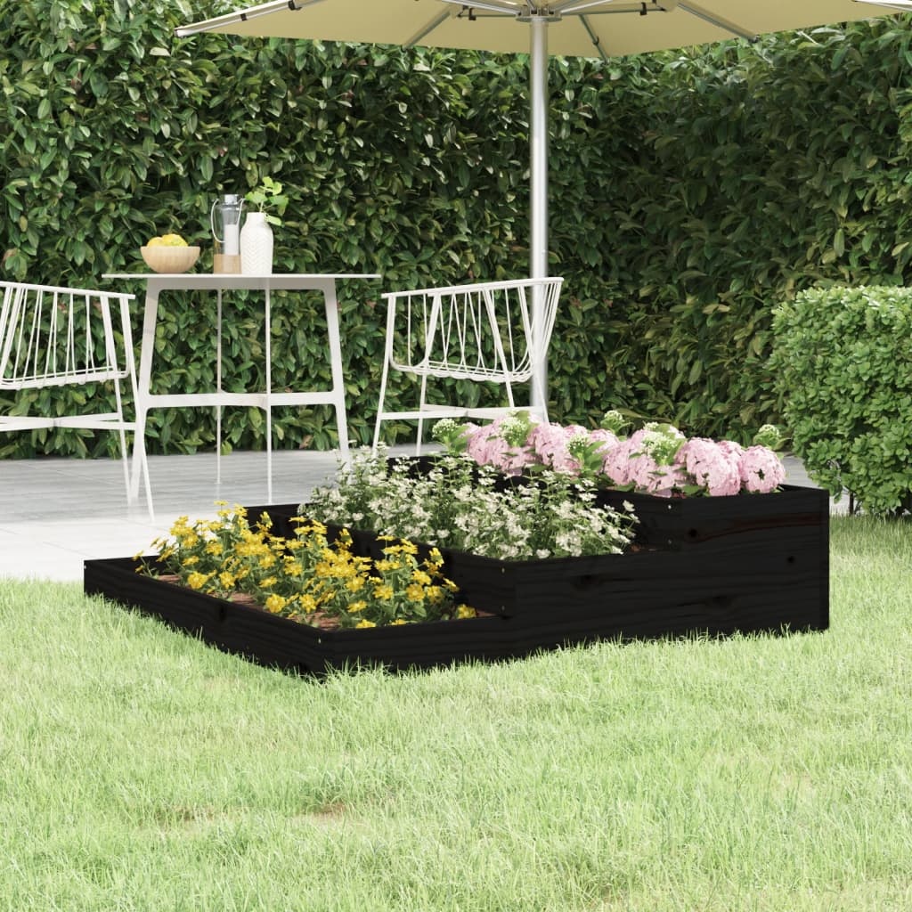 VidaXL Plantenbak 107x107x27 cm massief grenenhout zwart