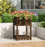 VidaXL Plantenbak met schap 54x54x81 cm grenenhout honingbruin