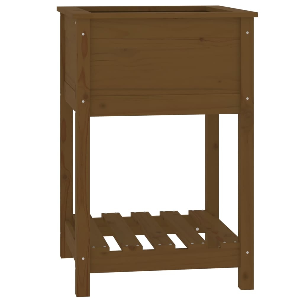 VidaXL Plantenbak met schap 54x54x81 cm grenenhout honingbruin
