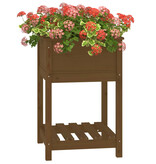 VidaXL Plantenbak met schap 54x54x81 cm grenenhout honingbruin