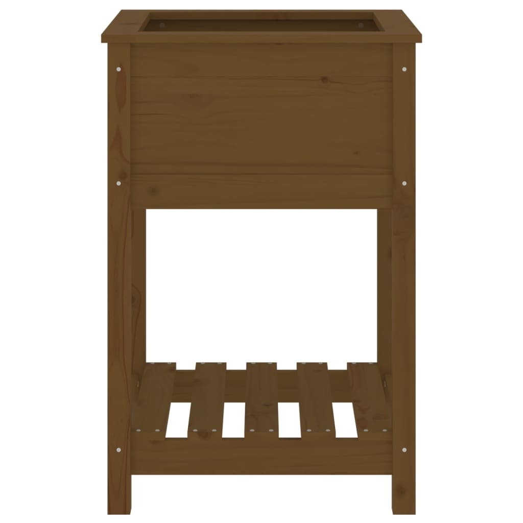 VidaXL Plantenbak met schap 54x54x81 cm grenenhout honingbruin