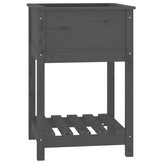 VidaXL Plantenbak met schap 54x54x81 cm massief grenenhout grijs