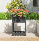 VidaXL Plantenbak met schap 54x54x81 cm massief grenenhout grijs