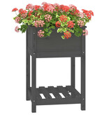 VidaXL Plantenbak met schap 54x54x81 cm massief grenenhout grijs