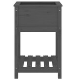 VidaXL Plantenbak met schap 54x54x81 cm massief grenenhout grijs