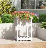 VidaXL Plantenbak met schap 54x54x81 cm massief grenenhout wit