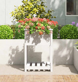 VidaXL Plantenbak met schap 54x54x81 cm massief grenenhout wit