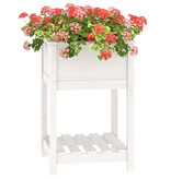 vidaXL Plantenbak met schap 54x54x81 cm massief grenenhout wit