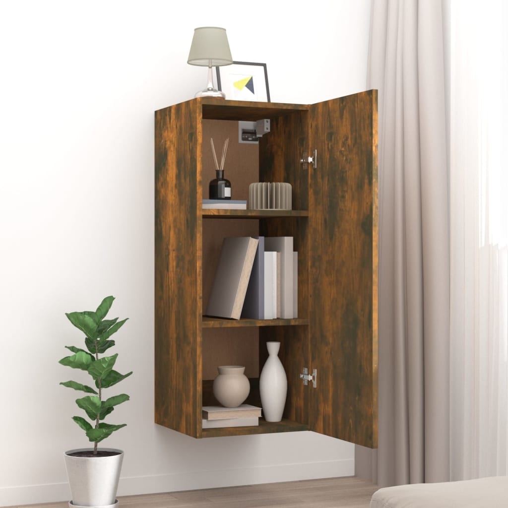 VidaXL Wandkast 34,5x34x90 cm bewerkt hout gerookt eikenkleurig