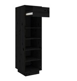 VidaXL Schoenenkast 34x30x105 cm massief grenenhout zwart
