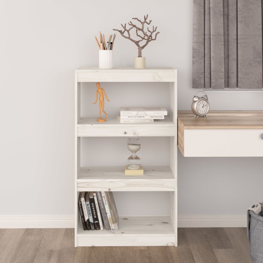 VidaXL Boekenkast/kamerscherm 60x30x103,5 cm massief grenenhout wit