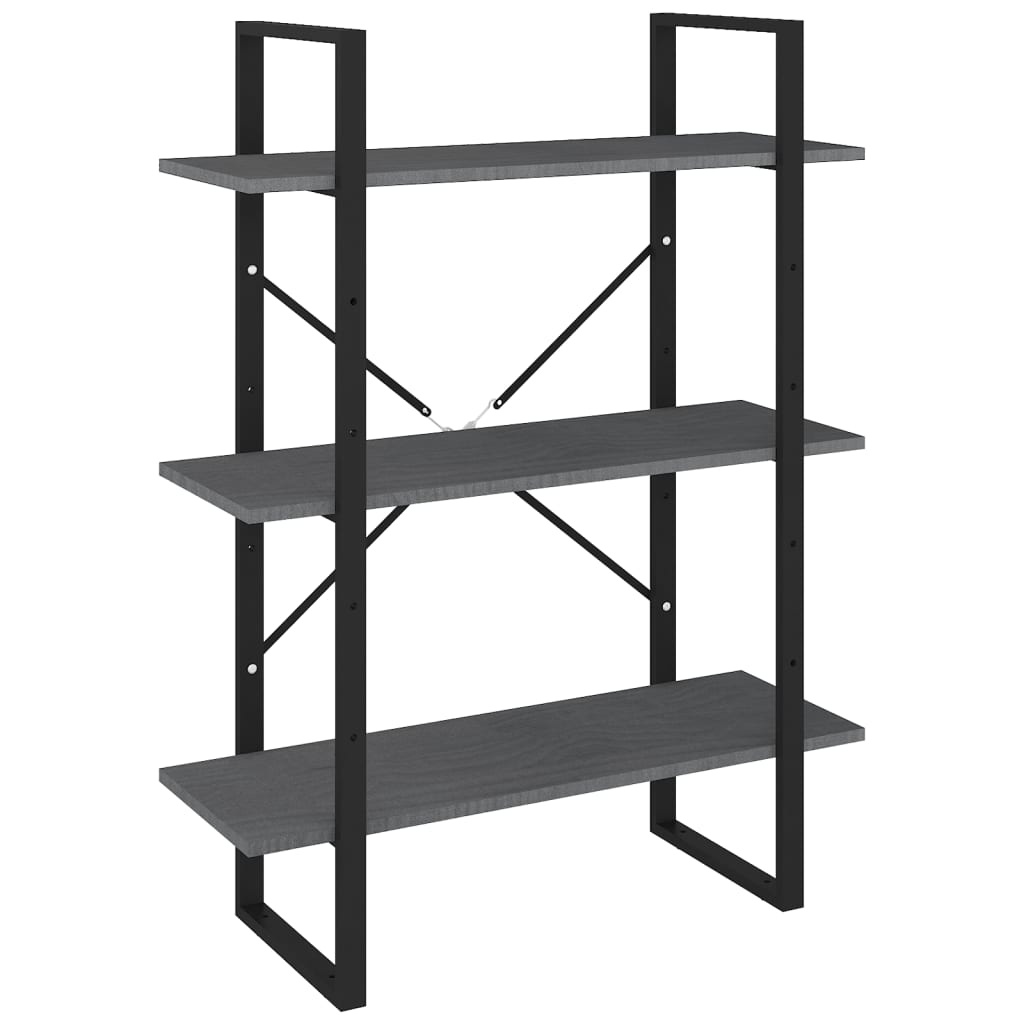 VidaXL Boekenkast met 3 schappen 80x30x105 cm massief grenenhout grijs